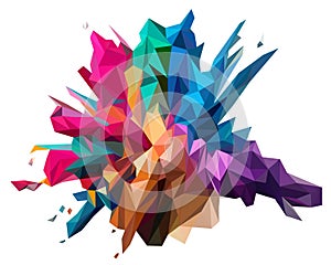 Multi color paint splash isolated low poly modeling vector background