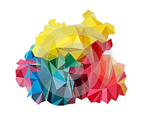 Multi color paint splash polygon vector isolated on white background icon