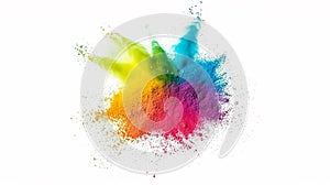 multi color powder explosion isolated on white background High quality photo