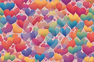 Multi color rainbow heart background