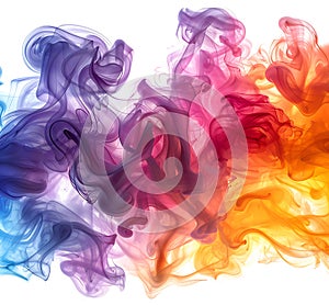 Multi Color smoke Explosion on white background