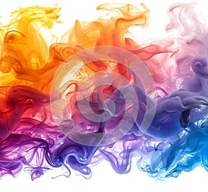 Multi Color smoke Explosion on white background