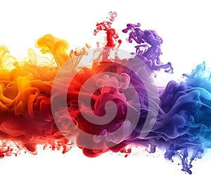 Multi Color smoke Explosion on white background