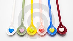 Multi color spoons with small heart shape