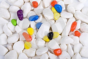 Multi color and white pebbles