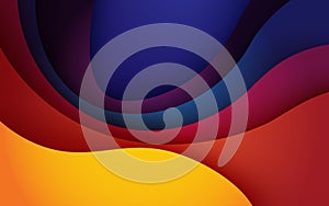 multi colored abstract red orange green purple yellow colorful gradient papercut overlap layers background.