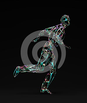 Multi Colored Abstract Running Man Web Skeleton Pose Model