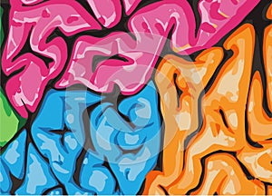 Multi-colored background with large human brain