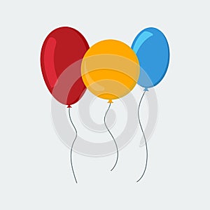 Multi-colored balloons in a flat style isolated on white background.