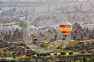 Multi-colored balloons in the sky of Cappadocia