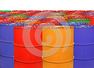 Multi-colored barrel of red color isolated on a white