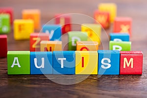 Multi Colored Blocks With Text Autism