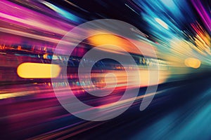 Multi-colored bokeh light background with motion blur