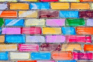 Multi-colored brick wall texture photo