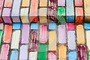 Multi-colored brick wall texture photo