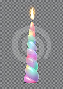 Multi-colored burning candle, decoration for a birthday, vector