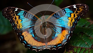 Multi colored butterfly wing showcases natural beauty and fragility generated by AI