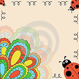 Multi-colored card with ladybugs