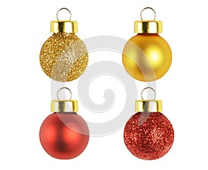 Multi colored christmas balls isolated on white background