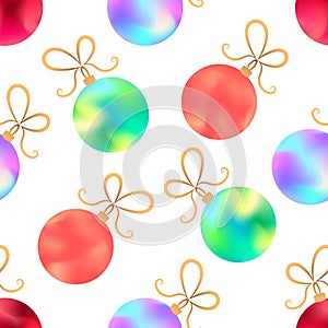 Multi-colored Christmas balls vector seamless pattern. Christmas ball seamless texture.