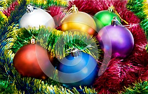 Multi-colored Christmas tree balls