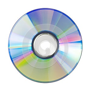 Multi-colored compact disc on white background