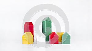 Multi-colored constructor. Miniature model of the house. On white background.