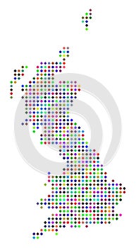 Multi Colored Dotted Great Britain Map