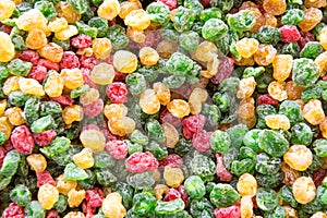 Multi colored dried fruits background.