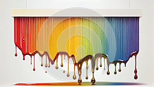 multi-colored drops of paint flowing down the wall. rainbow pattern,