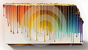 multi-colored drops of paint flowing down the wall. rainbow pattern,