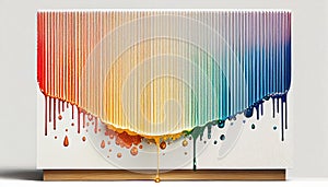 multi-colored drops of paint flowing down the wall. rainbow pattern,