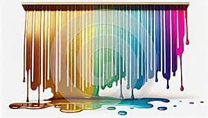 multi-colored drops of paint flowing down the wall. rainbow pattern,