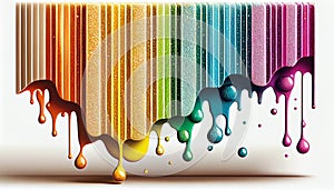 multi-colored drops of paint flowing down the wall. rainbow pattern,