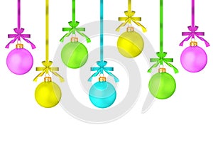 The multi-colored dull christmas balls hanging