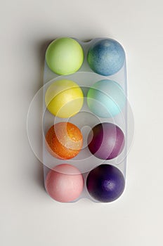 Multi colored easter eggs isolated on white background