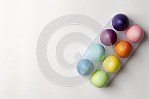 Multi colored easter eggs isolated on white background