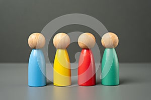 Multi-colored figures of people. Different personalities, interests and skills. photo