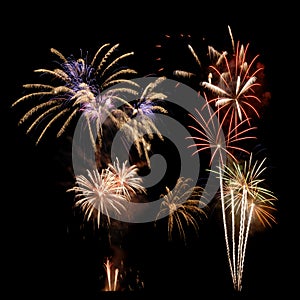 Multi-colored firework display