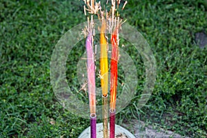 Multi-colored fireworks candles