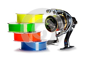 Multi-colored fishing line and fishing reel