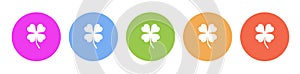Multi colored flat icons on round backgrounds. clover, leaf, 4 multicolor circle vector icon