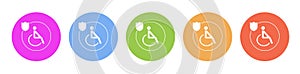 Multi colored flat icons on round backgrounds. human, insurance, health, disabled multicolor circle vector icon