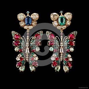 Neoclassical Butterfly Earrings With Gems photo