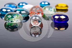 Multi-colored glass balls