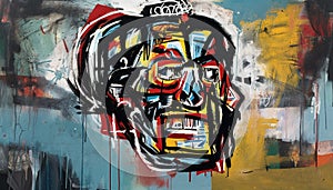 Multi colored graffiti paints chaotic portrait of city life generated by AI