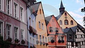 Small village in Germany with pastel-colored buildings