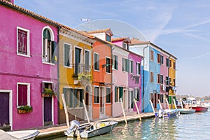 Multi-colored houses Burano island, Venice