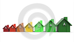Multi-Colored Houses Energy Efficiency Directive Concept - Green Energy and Ecology - 3D Illustration
