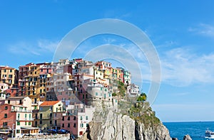 Multi-colored houses in Manarol's fishing small village